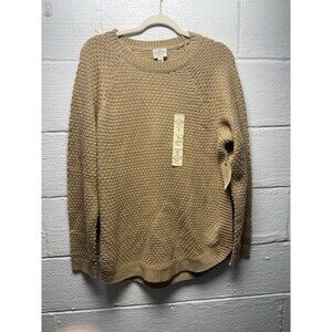 St. John's Bay Womens Pullover Sweater Long Sleeve Crew Neck Size L Brown